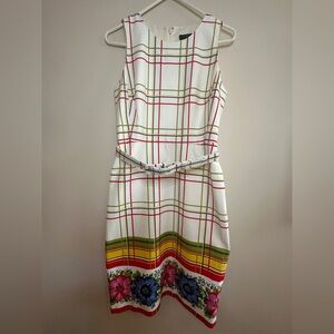 J Crew Elegant Plaid and Floral Dress